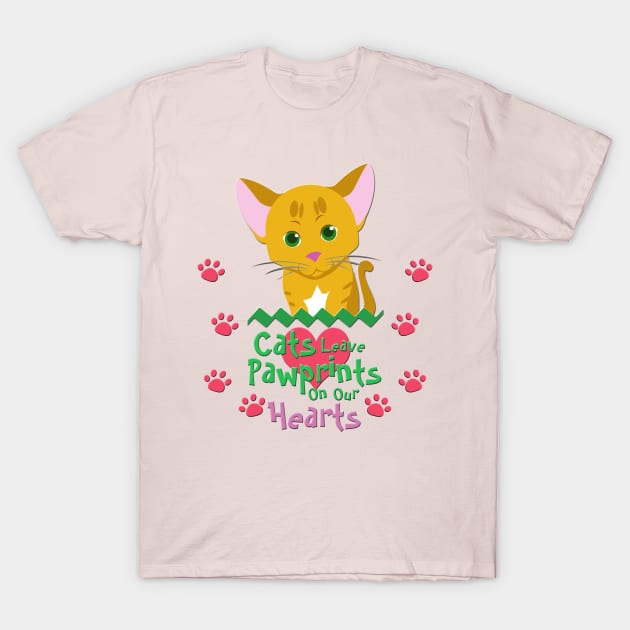 Cats Leave Pawprints on Our Hearts T-Shirt by SakuraDragon